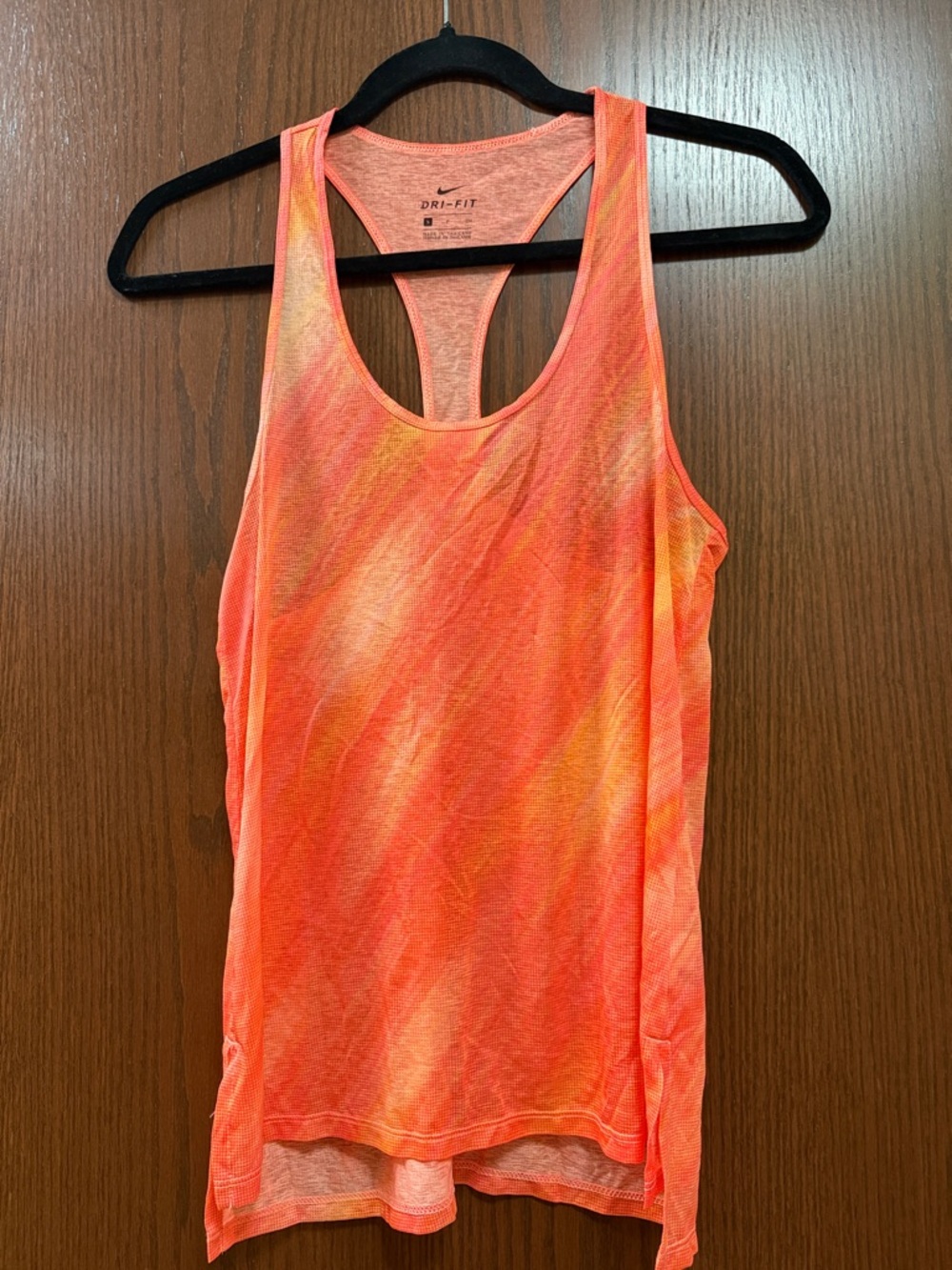 Nike Women's Orange and Yellow Racerback Dri-FIT Tank